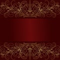 Rich red Background with elegant golden Borders and Place for Text Royalty Free Stock Photo