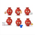 A Rich red candy wrap mascot design style going shopping