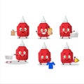 A Rich red correction pen mascot design style going shopping Royalty Free Stock Photo