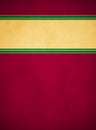 Elegant Rich Red Parchment. Textured Gold Banner with Green and Gold Trim.