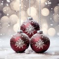 Rich red and silver colors Christmas balls with Luxury silver Ornaments illustration.