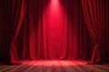 Rich red velvet drapes, single spotlight on empty stage , lighting, spot Royalty Free Stock Photo