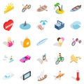 Rich rest icons set, isometric style