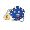 Rich streptococcus cartoon design holds money bags