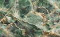 A rich tapestry of verdant green marble, interwoven with natural gold fissures, presents a lush and affluent aesthetic