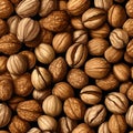 Rich textures of walnuts on black Royalty Free Stock Photo