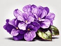 The rich and velvety purple petals of an African violet