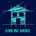 Rich Vs Poor Wealth House Meaning Well Off Against Being Broke - 3d Illustration Royalty Free Stock Photo