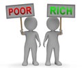 Rich Vs Poor Wealth Signs Meaning Well Off Against Being Broke - 3d Illustration Royalty Free Stock Photo