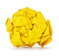 Rich yellow crumpled paper ball rolled