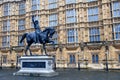 Statue of Richard the Lionheart outside the Houses Parliament, London.