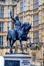 Statue of Richard the Lionheart outside the Houses Parliament, London. Royalty Free Stock Photo