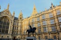 The statue of Richard Coeur de Lion outside the Palace of Westminster. London Royalty Free Stock Photo