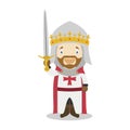 Richard I of England The Lionheart cartoon character. Vector Illustration Royalty Free Stock Photo