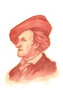 Richard Wagner Watercolour Portrait Royalty Free Stock Photo