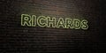 RICHARDS -Realistic Neon Sign on Brick Wall background - 3D rendered royalty free stock image