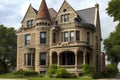 Richardsonian Romanesque Style House (Generative AI) Royalty Free Stock Photo