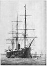 Richelieu 1868 - a wooden-hulled central battery ironclad built for the French Navy. Royalty Free Stock Photo