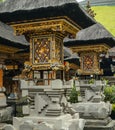 Richly decorated balinese shrines.