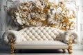 Baroque fantasy white furniture. AI generated.