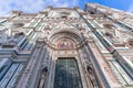 The richly decorated facade of the famous Florence Cathedral Cattedrale di Santa Maria del Fiore