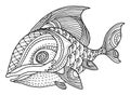 Richly decorated fish hand drawing Royalty Free Stock Photo