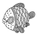 Richly decorated fish hand drawing Royalty Free Stock Photo