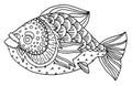 Richly decorated fish hand drawing Royalty Free Stock Photo