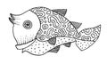 Richly decorated fish hand drawing Royalty Free Stock Photo