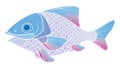 Richly decorated fish hand drawing Royalty Free Stock Photo