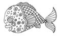 Richly decorated fish hand drawing