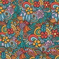 Richly decorated floral seamless texture, endless pattern with flowers. Design for Wallpaper, fabric, paper, packaging Royalty Free Stock Photo