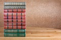 Richly decorated volumes of books with a gold lettering Royalty Free Stock Photo