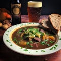 Richly Layered Stew With Bread And Beer - A Folkloric Aurorapunk Delight