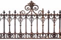 richly textured wrought iron fence detail on white background Royalty Free Stock Photo