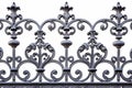 richly textured wrought iron fence detail on white background Royalty Free Stock Photo