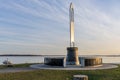 Steveston Fisherman Memorial. Garry Point Park in sunset time. Royalty Free Stock Photo