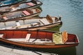 Richmond Bridge Boat Hire wooden boats moored on the River Thames, London, UK. Royalty Free Stock Photo