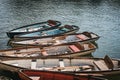 Richmond Bridge Boat Hire wooden boats moored on the River Thames, London, UK. Royalty Free Stock Photo