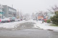 RICHMOND, BRITISH COLUMBIA, CANADA - FEBRUARY 10, 2018: Stevenson Village snowing