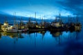 Richmond, British Columbia, Canada â January 14, 2022. Steveston Marina Commercial Fishboats Twilight