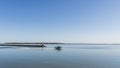 RICHMOND, CANADA - APRIL 09, 2020: fishing boat on the Fraser River sunset time in British Columbia Canada Royalty Free Stock Photo