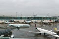 RICHMOND, CANADA - December 8, 2018: Busy life at Vancouver International Airport aircraft and cargo.
