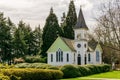 RICHMOND, CANADA - JUNE 1, 2020: Church historic Richmond Chapel in Minoru Park summer time