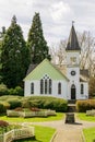 RICHMOND, CANADA - JUNE 1, 2020: Church historic Richmond Chapel in Minoru Park summer time