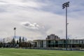 RICHMOND, CANADA - MARCH 31, 2020: stadium green field at Minoru Arenas Spring time