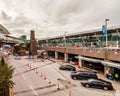 RICHMOND, CANADA - OCTOBER 04, 2019: Vancouver international airport building with business class cars in parking spots