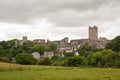 Richmond Castle and houses during an air display Royalty Free Stock Photo