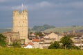 Richmond Castle keep towers above Richmond houses Royalty Free Stock Photo