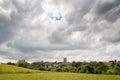 Richmond Castle and Richmond Town with clouds Royalty Free Stock Photo